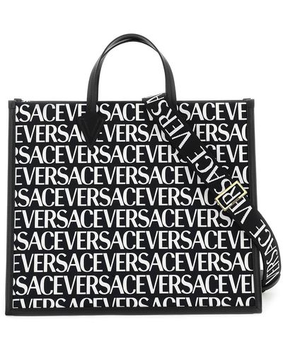 Versace Tote -tas Met Overal In Logo - Zwart