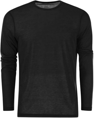 Majestic Crew Neck T Shirt In Silk And Cotton - Black