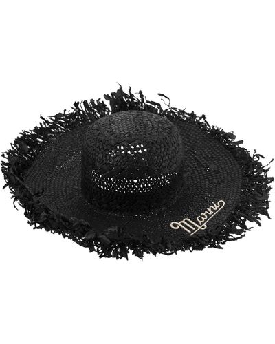 Marni Raffia Hut mit Logo - Schwarz