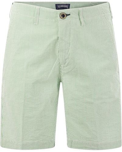 Vilebrequin Shorts de bermuda en coton à rayures micro-rayées - Vert
