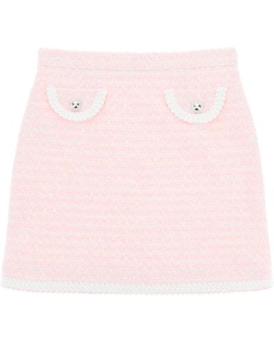 Alessandra Rich Tweed Mini Rok - Roze