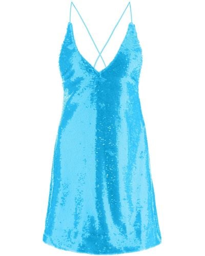 Ganni Minikleid mit Pailletten - Blau