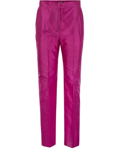 Max Mara Studio Valanga Straight Silk Shantung Pants - Pink