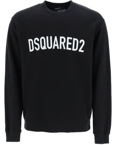 DSquared² Sweatshirt mit -Logo-Print, schwarze Baumwolle