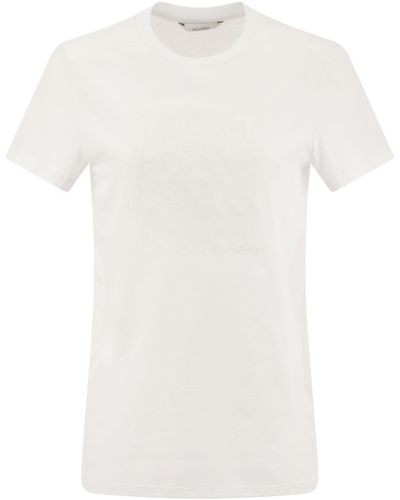 Max Mara Taverna Katoenen T -shirt Met Frontaal Borduurwerk - Wit