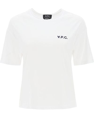 A.P.C. 'carol' Boxy T Shirt With Logo Print - White