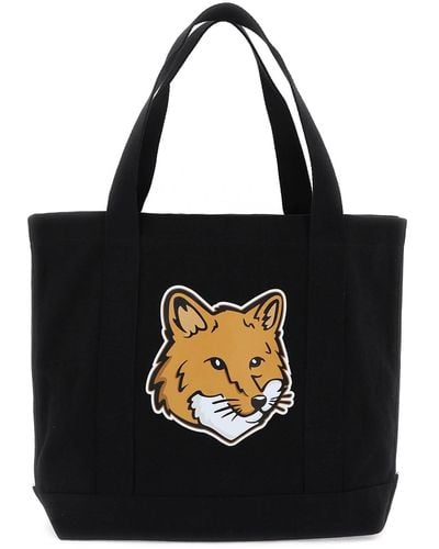 Maison Kitsuné Fox Head Tote Tasche - Schwarz
