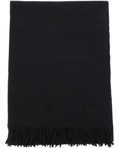 A.P.C. Bufanda de lana de alix brodée - Negro