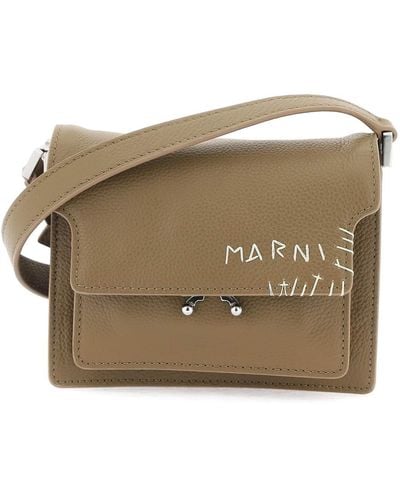 Marni Mini-sac à bandoulière à coffre doux - Marron