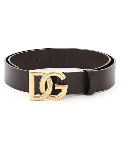 Dolce & Gabbana Lux Ledergürtel Mit Gekreuzten Dg -logo - Meerkleurig