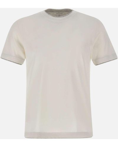 Eleventy Eleventie maglietta di cotone con profili grigi abiti regolari - Bianco