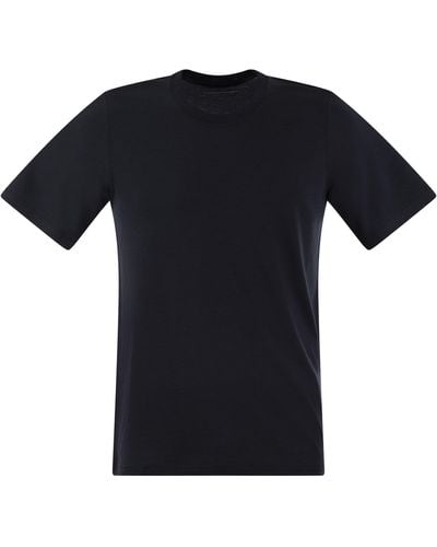 Majestic T-shirt à manches courtes majestueuses en lyocell et en coton - Noir