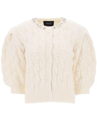 Simone Rocha Cardigan Met Appliques - Naturel