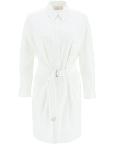 Agnona Gürtelt Twill -Hemdkleid - Weiß
