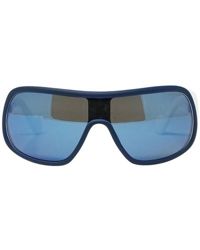 Moncler ML0048 92x 00 Weiße Sonnenbrille - Blau