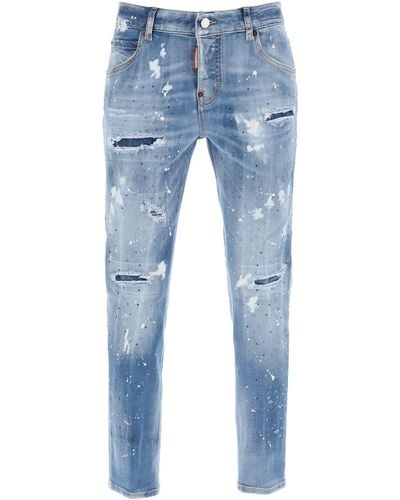 DSquared² Coole Mädchen Jeans in mittleren Eisflecken waschen - Blau