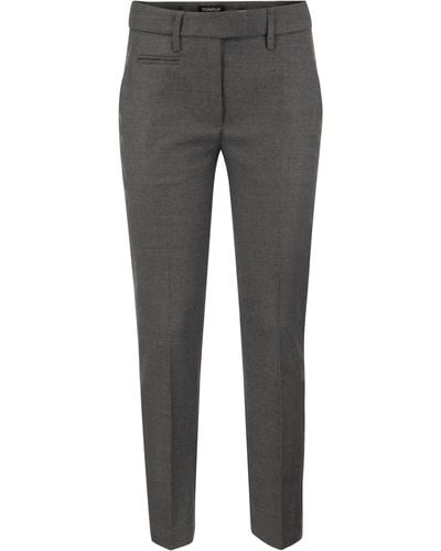 Dondup Pantalon slim fit en laine parfaite - Gris