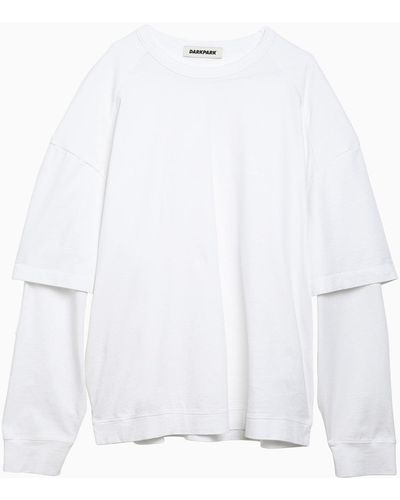 DARKPARK Cotton T Shirt With Double Sleeves - White