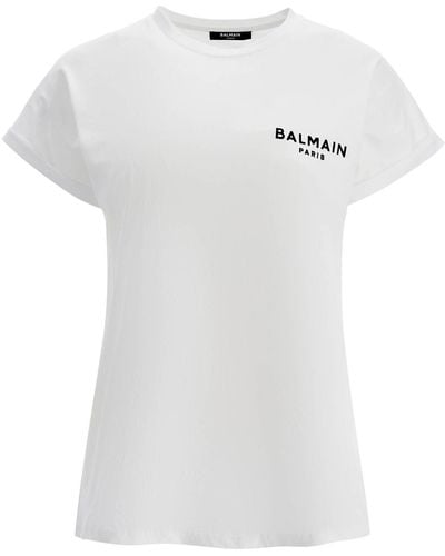 Balmain Flocked Logo T -Shirt - Weiß