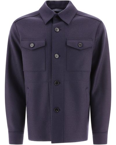 Harris Wharf London Wool Overshirt - Blu