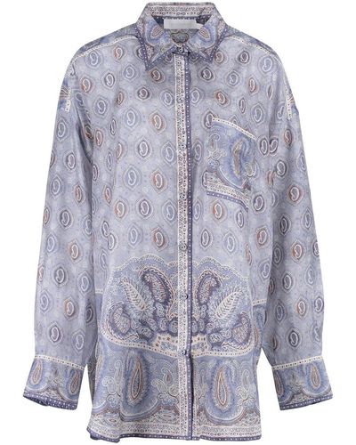 Zimmermann Bedrukt Zijden Shirt - Blauw