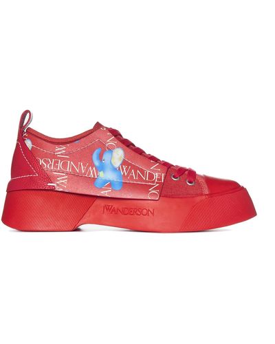 JW Anderson Canvas And Leather Sneakers - Red