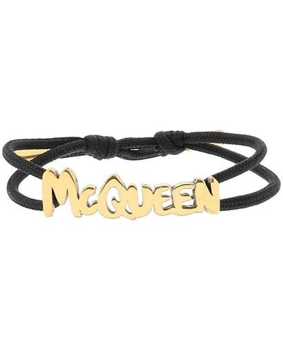 Alexander McQueen Mcqueen Graffiti Katoenen Armband - Zwart