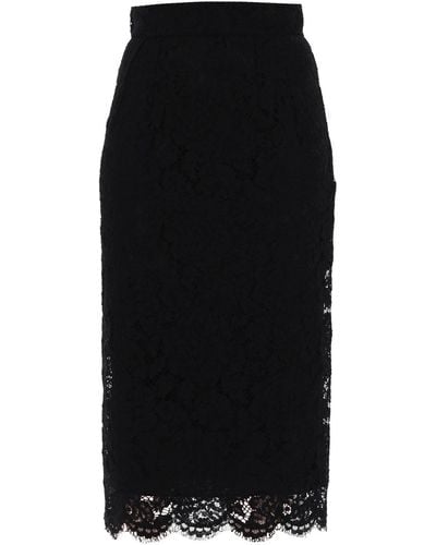 Dolce & Gabbana Falda de lápiz de encaje con silueta de tubo - Negro