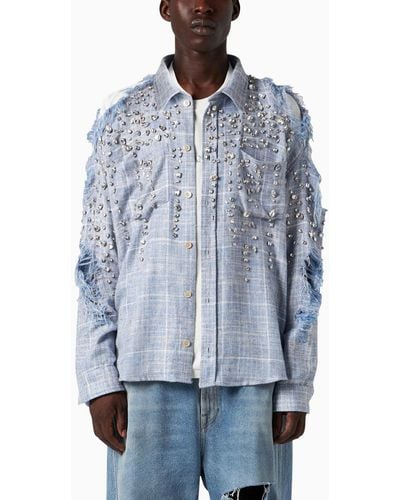 1989 STUDIO Embroidered Flannel Shirt Sky - Blue