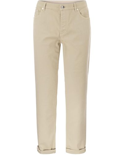Brunello Cucinelli Five-pocket Traditional Fit Pants In Light Comfort-dyed Denim - Natural