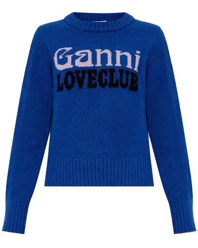 Ganni Logo Sweater - Blauw