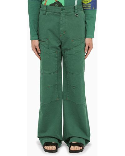 Marine Serre Green Stretch Cotton Pants