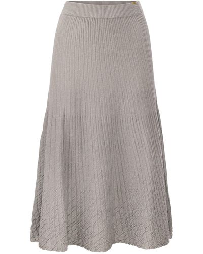 Elisabetta Franchi Metalizada viscosa midi falda - Gris