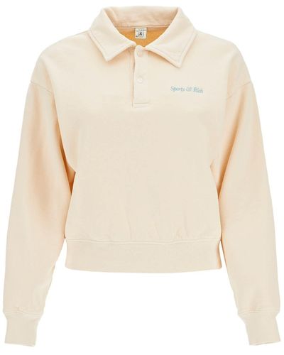 Sporty & Rich Sportliches und reichhaltiges, kurz geschnittenes Polo-Sweatshirt - Weiß