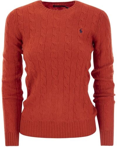 Polo Ralph Lauren Wool En Cashmere Cable Gesnit Sweater - Rood