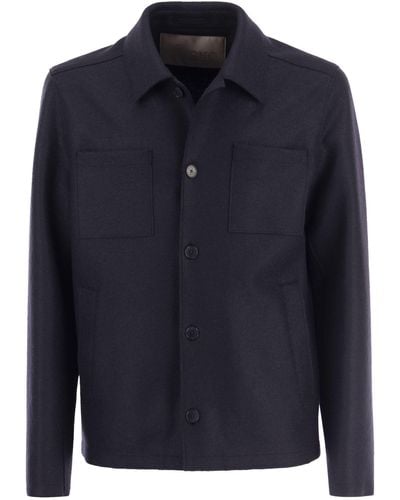 Herno Manteau de chemise en laine - Bleu