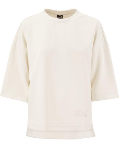 Colmar Crew Neck Sweatshirt With Glitter Logo Print - White