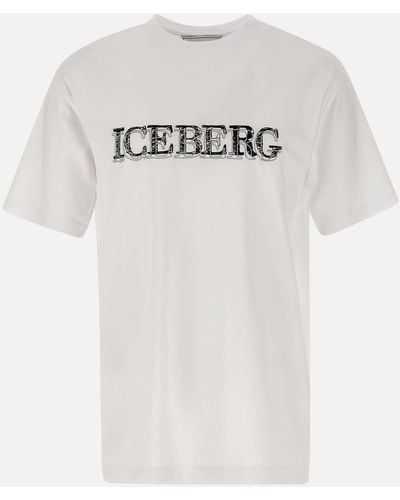 Iceberg Ijsberg Katoenen T -shirt Wit Gewone Maxi -logo