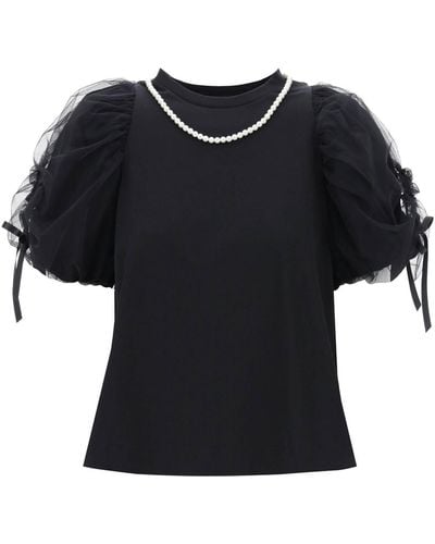 Simone Rocha Puff Mouwen T -shirt - Zwart