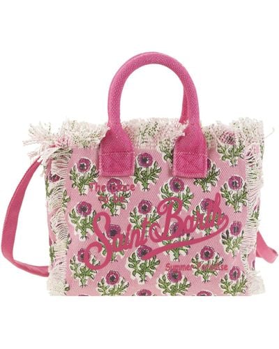 Mc2 Saint Barth Mini Vanity Bag en lienzo de algodón floral - Rosa