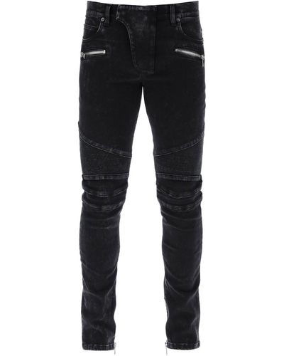 Balmain Jeans slim stile biker - Nero