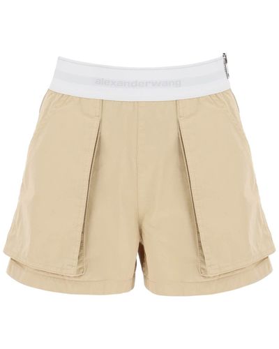 Alexander Wang Cargo Shorts Met Elastische Tailleband - Naturel