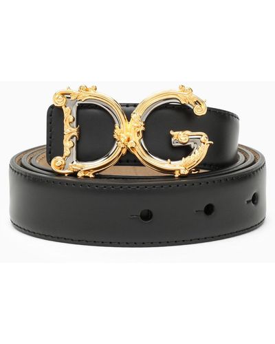 Dolce & Gabbana Dolce & Gabbana Black Ledergürtel Mit Dg -schnalle - Zwart