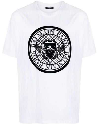 Balmain Man White T -Shirt und Polo CH1 EG000 BB17 - Weiß
