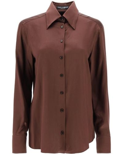Dolce & Gabbana Silk Satin Shirt - Bruin