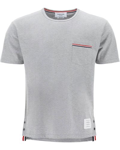 Thom Browne Rwb Pocket T Shirt - Gray