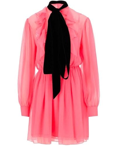 Gucci Flared Silk Dress - Pink