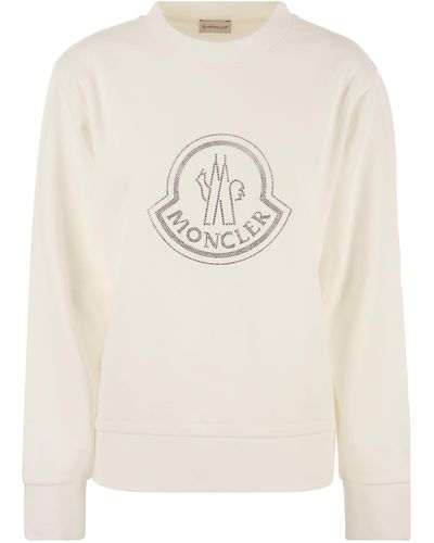 Moncler Logo Sweatshirt With Crystals - White