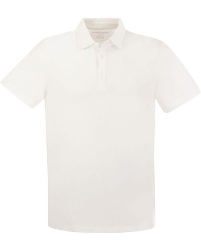 Majestic Short Shorted Polo Shirt in Lyocell e Cotton - Bianco