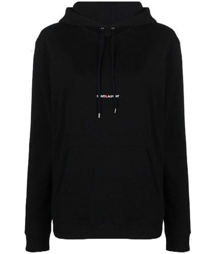 Saint Laurent Logo Hoodie Sweatshirt - Black